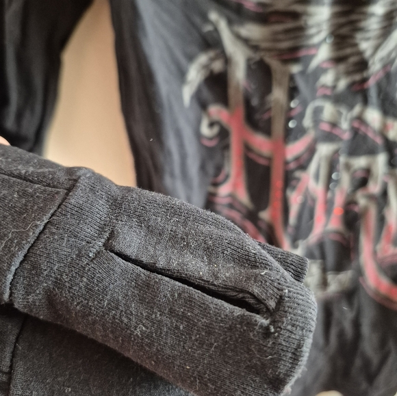 Harley Davidson Womems Medium Long Sleeve Tshirt Thimbholes Y2K - Picture 5 of 6